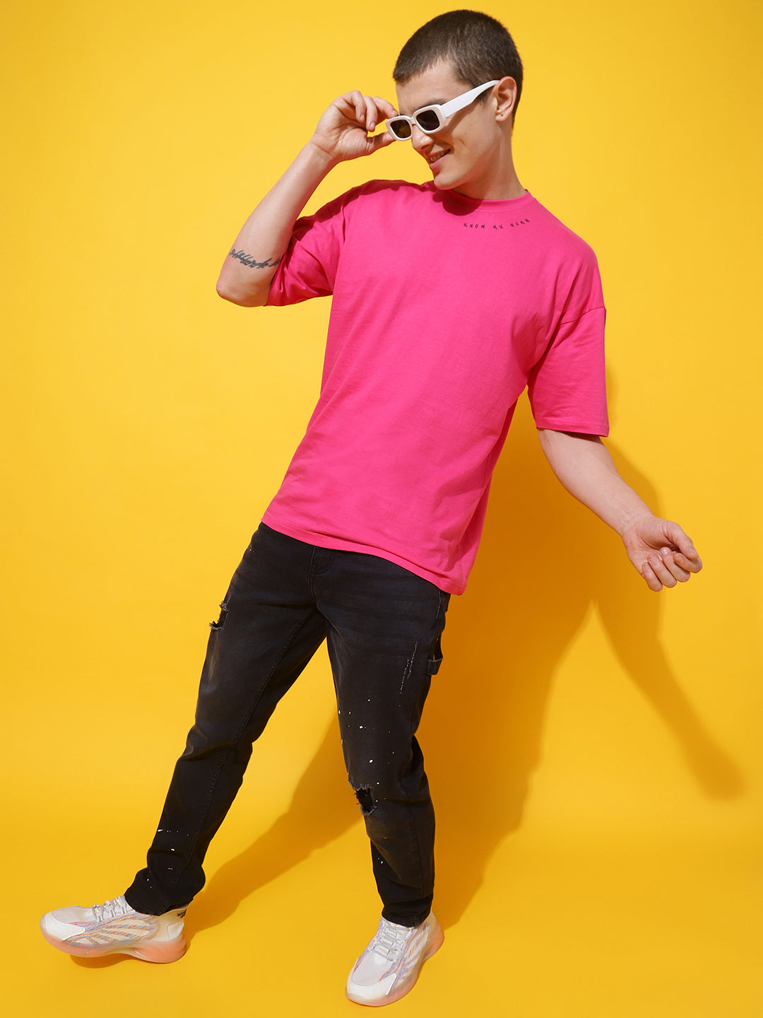 Pink Cotton Printed T-shirt