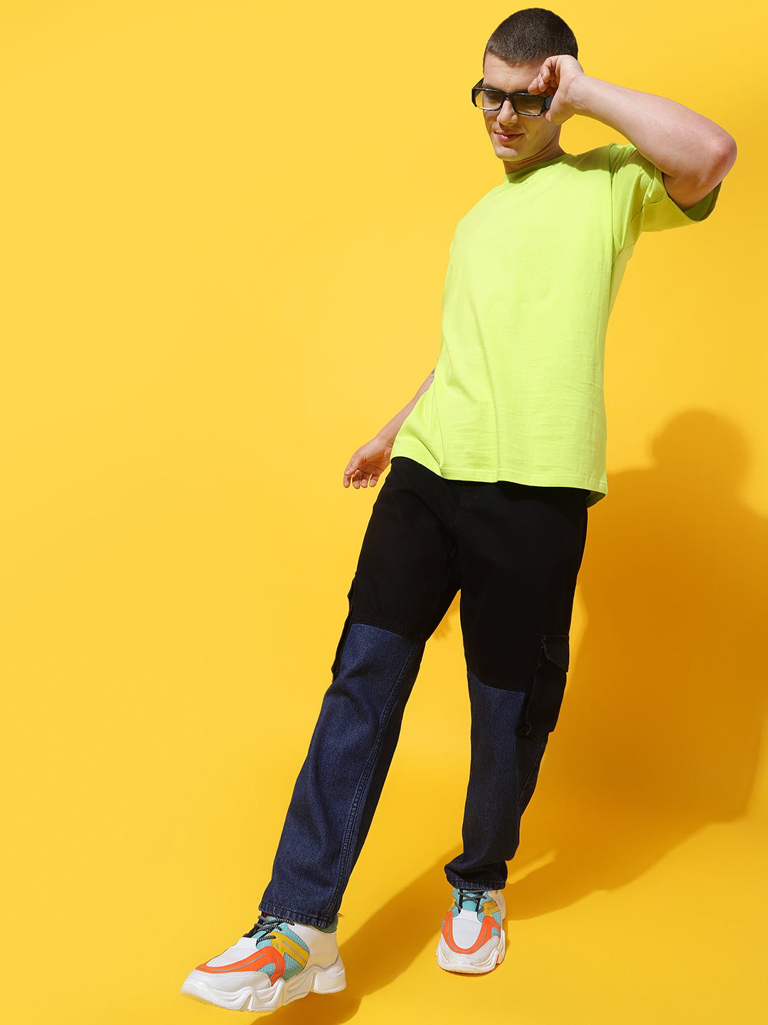 Two Toned Baggy Fit Jeans