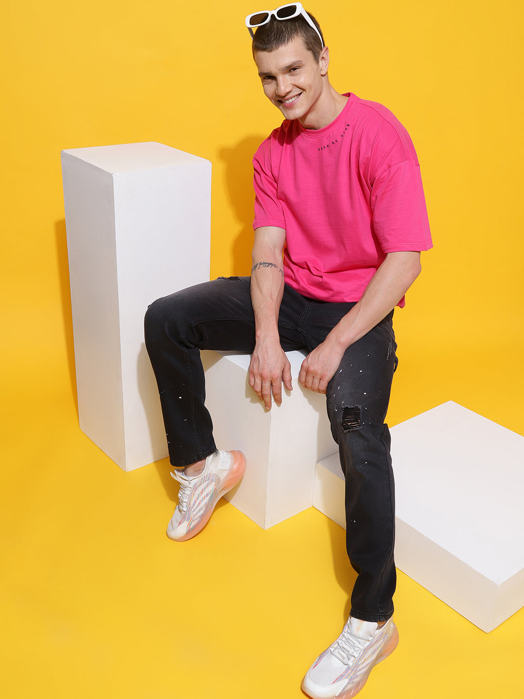 Pink Cotton Printed T-shirt