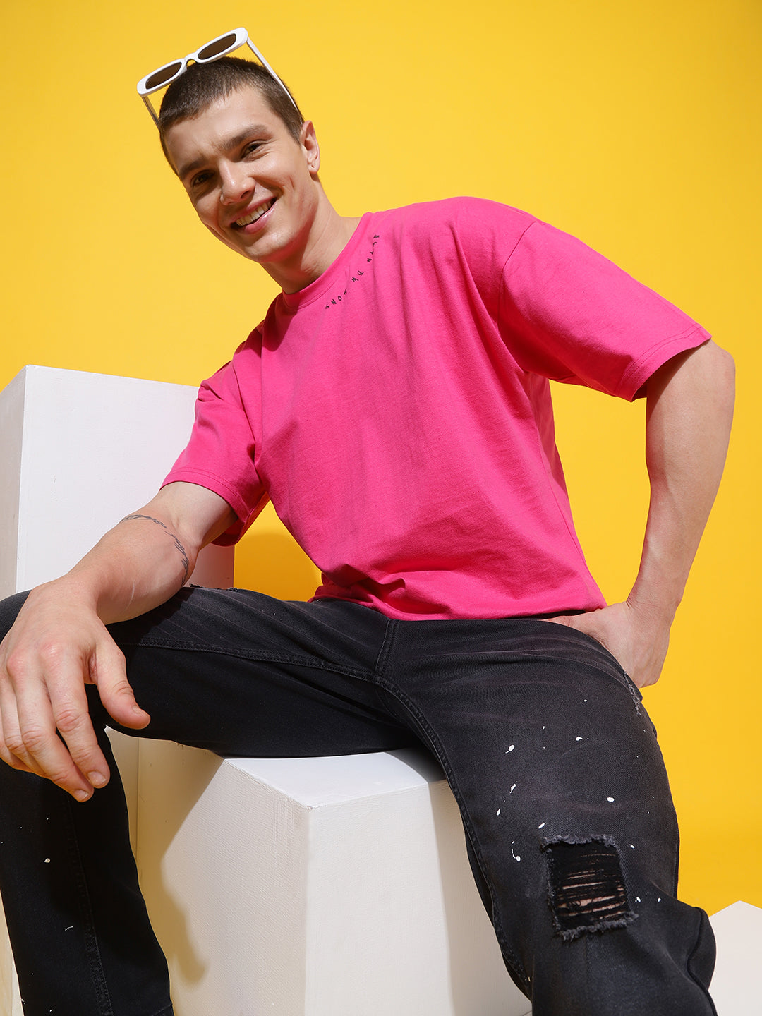 Pink Cotton Printed T-shirt