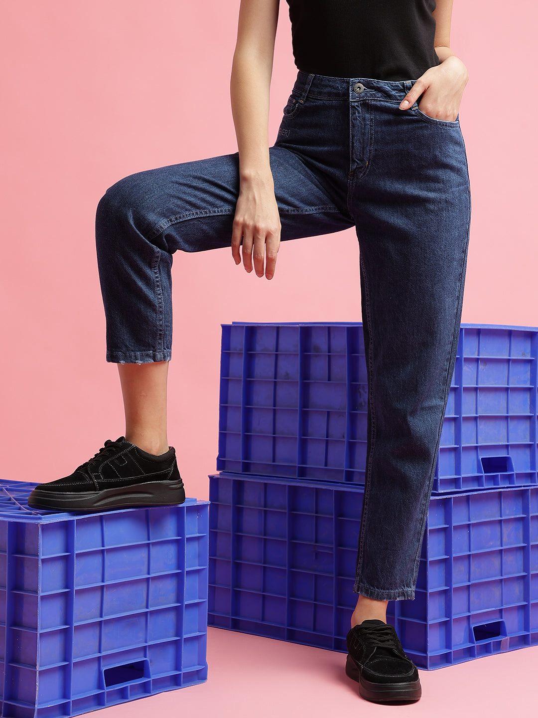 Dark Blue Slouchy Fit Jeans