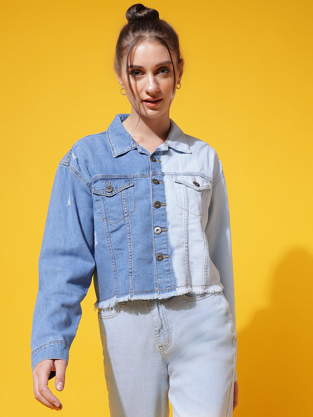 Blue Cropped Denim Jacket