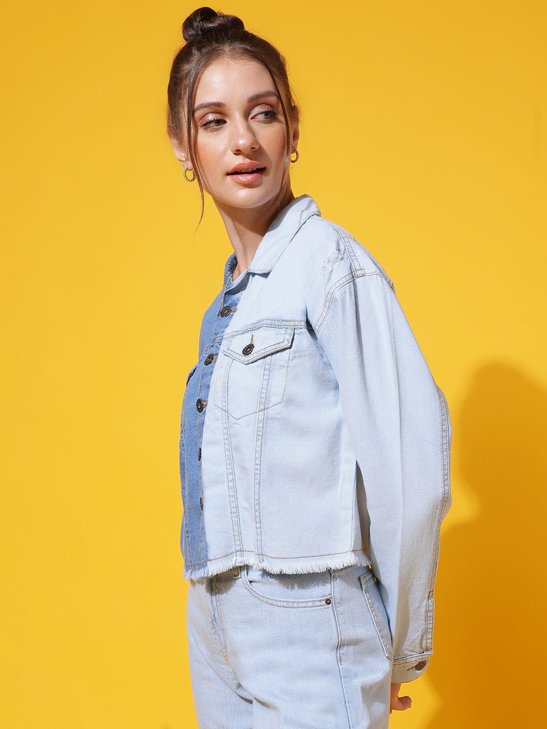 Blue Cropped Denim Jacket