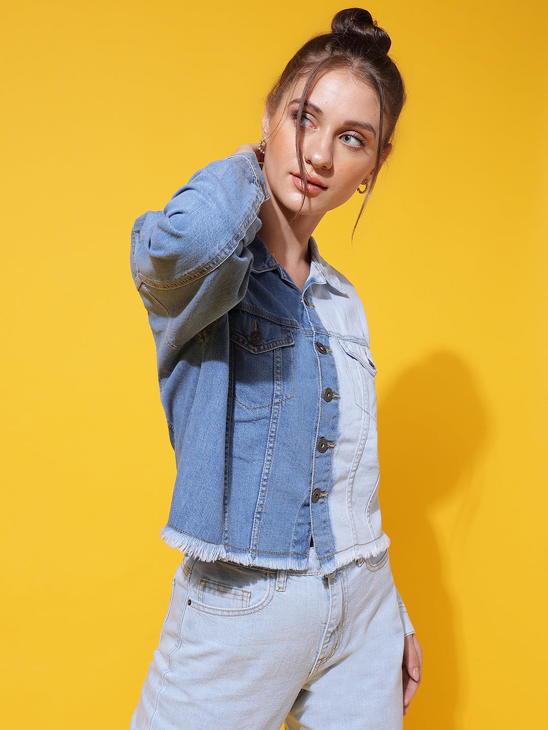 Blue Cropped Denim Jacket