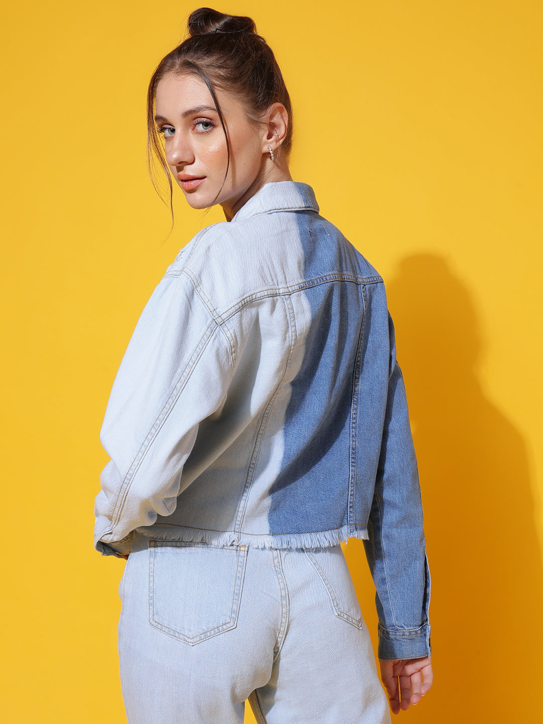 Blue Cropped Denim Jacket