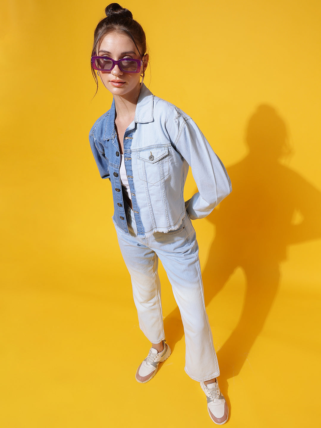 Blue Cropped Denim Jacket