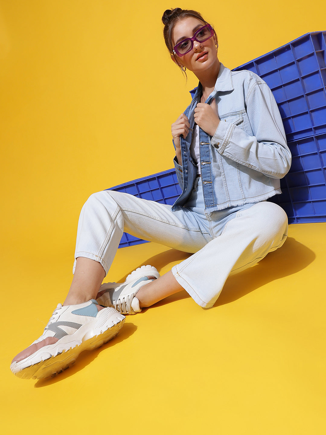 Blue Cropped Denim Jacket