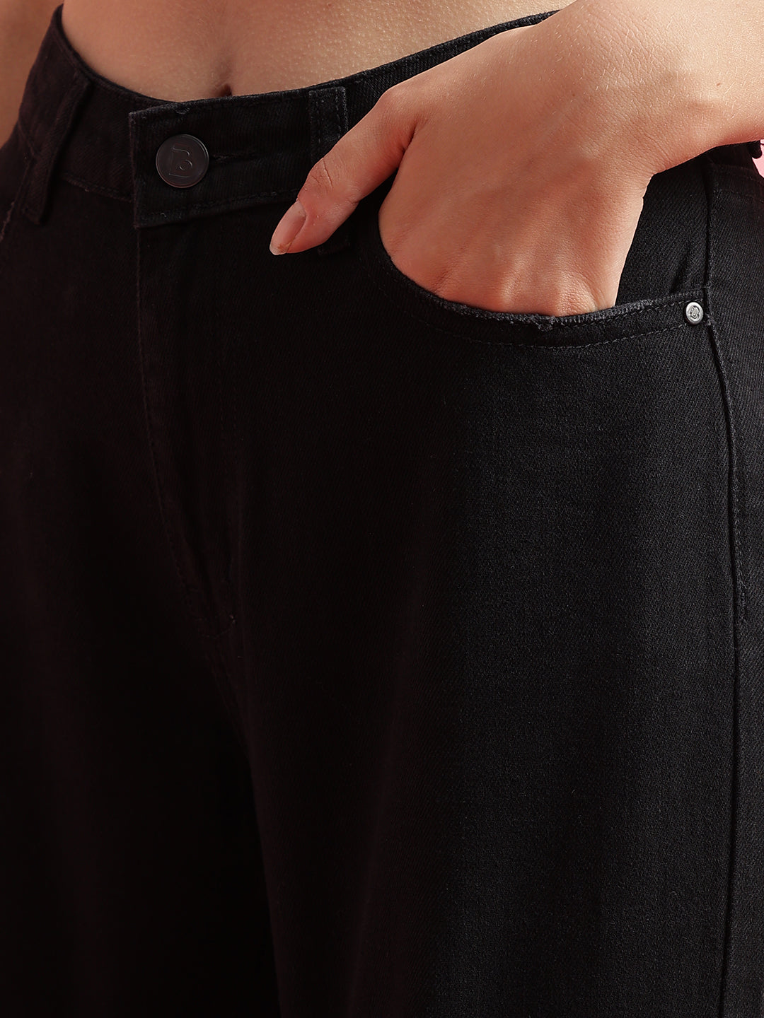 Black Distressed Boyfriend Fit Jeans