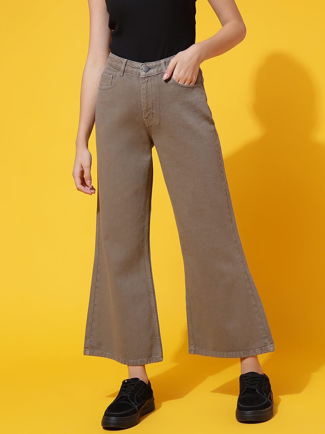 Light Olive Flared Fit Jeans