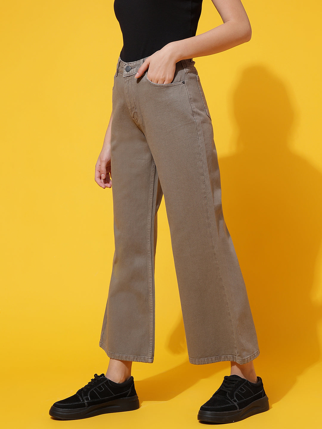 Light Olive Flared Fit Jeans
