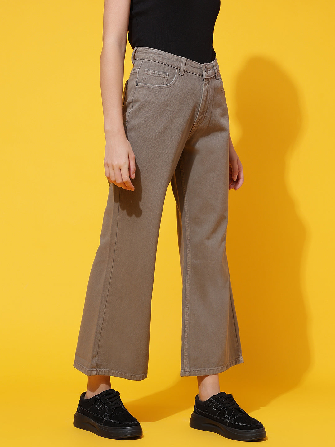 Light Olive Flared Fit Jeans