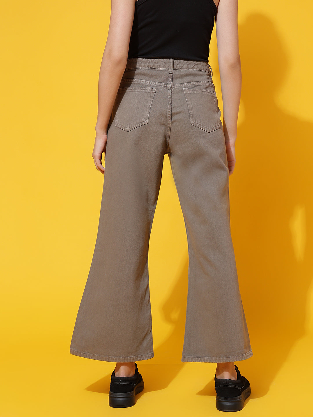 Light Olive Flared Fit Jeans