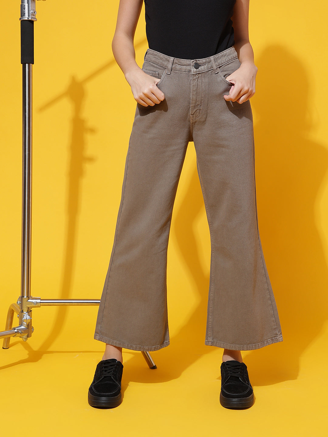 Light Olive Flared Fit Jeans