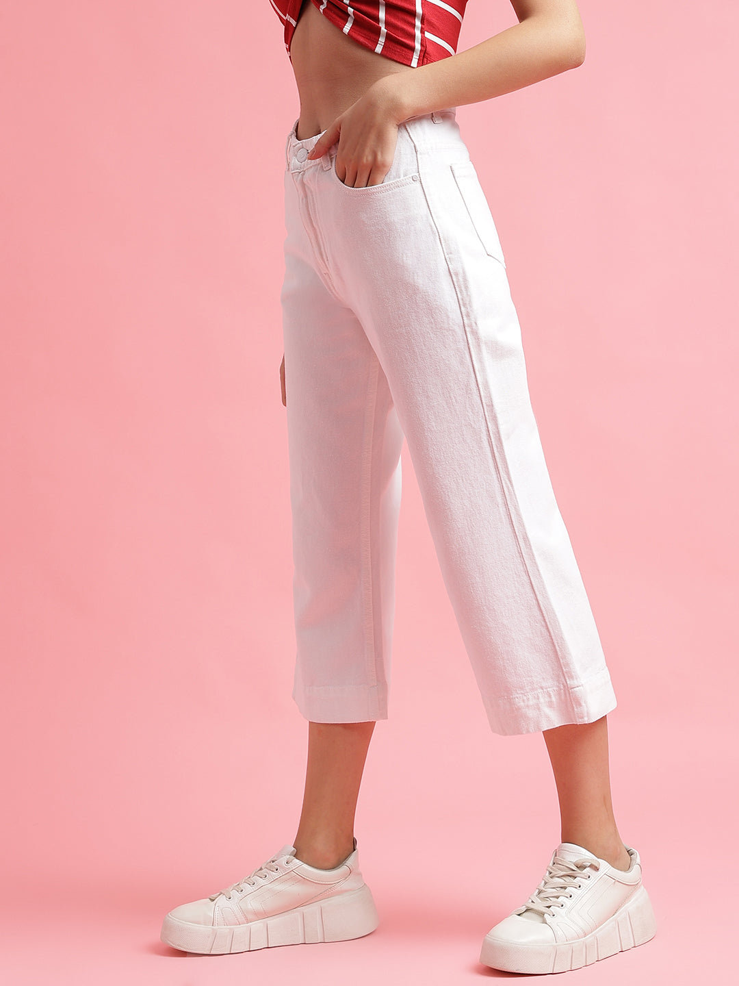 White Straight Fit Jeans
