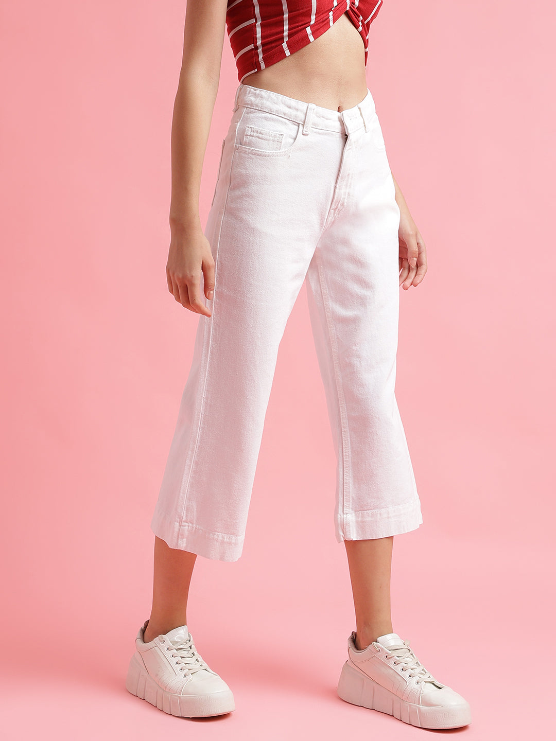 White Straight Fit Jeans