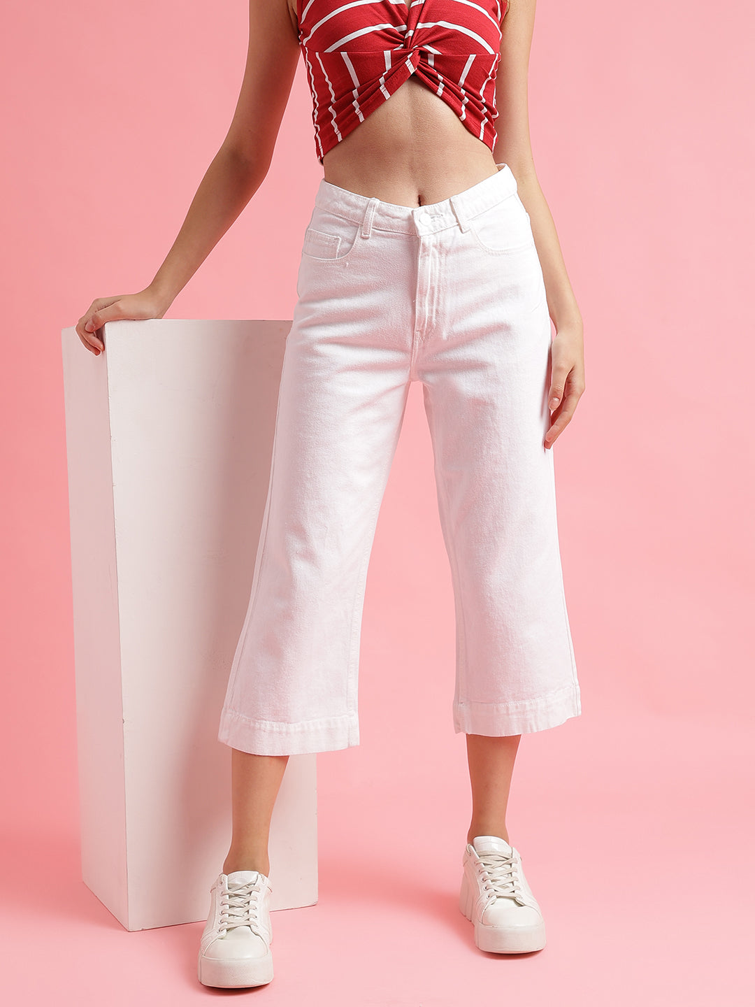 White Straight Fit Jeans