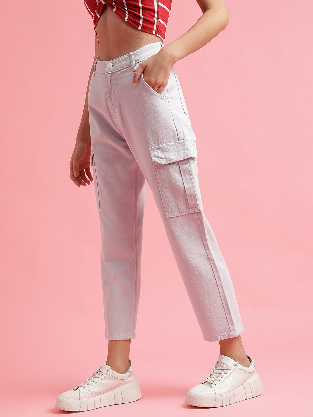Off White Slim Fit Cargo