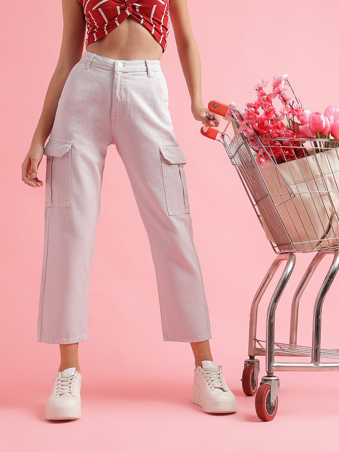 Off White Slim Fit Cargo