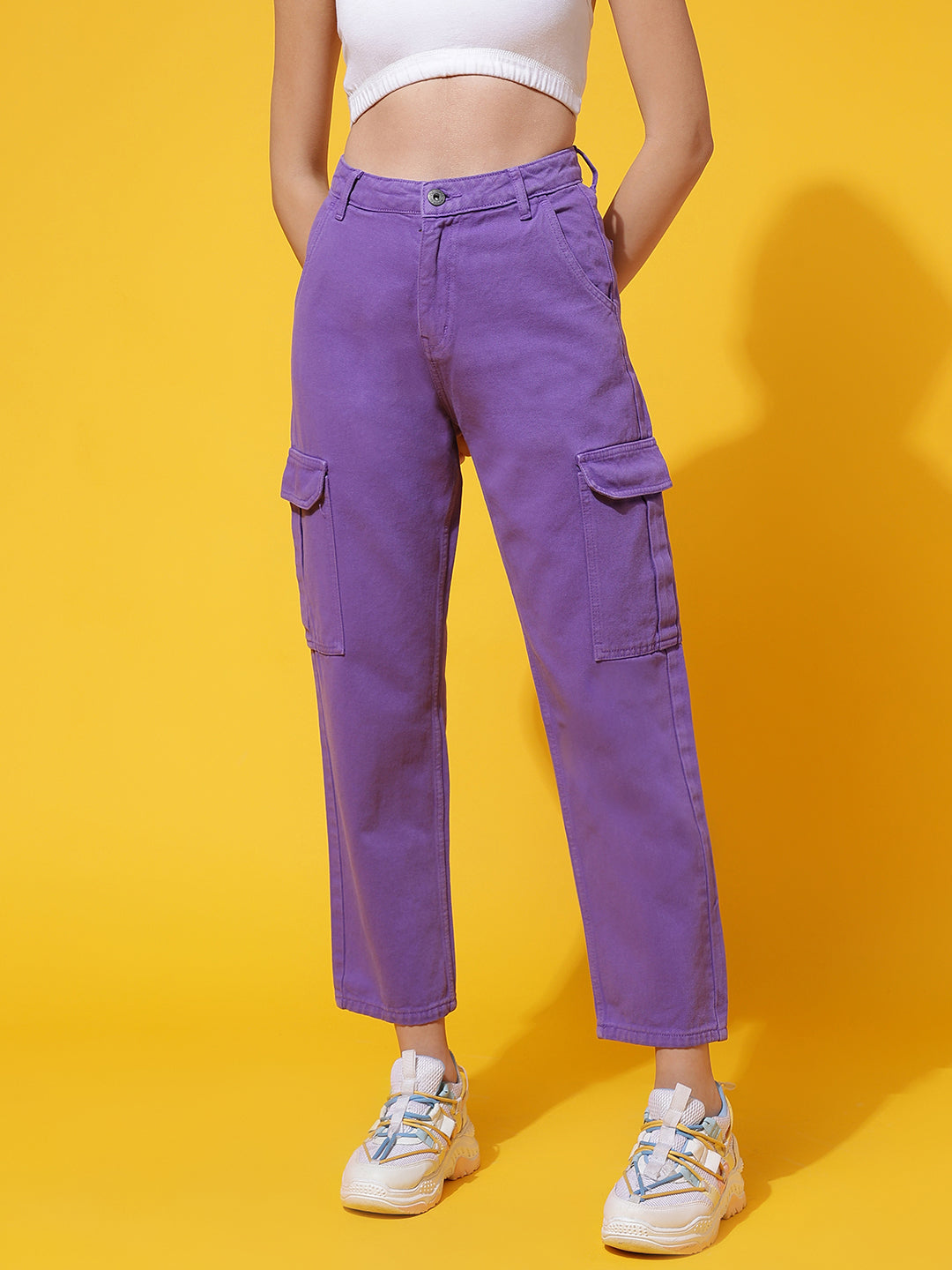 Purple Denim Straight Fit Jeans