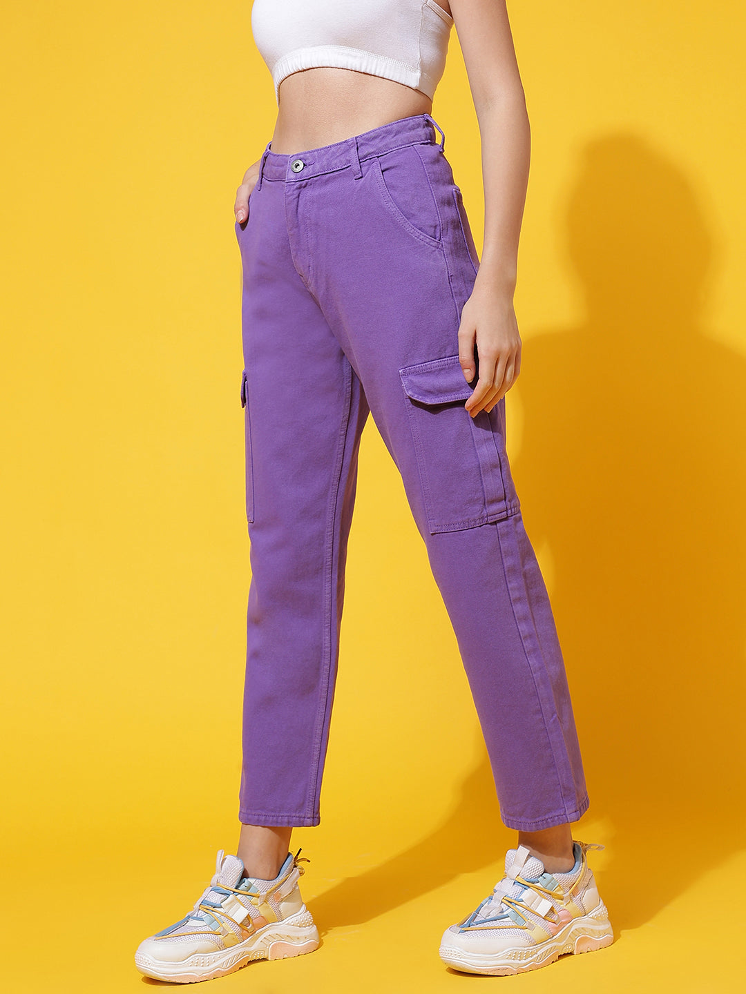 Purple Denim Straight Fit Jeans