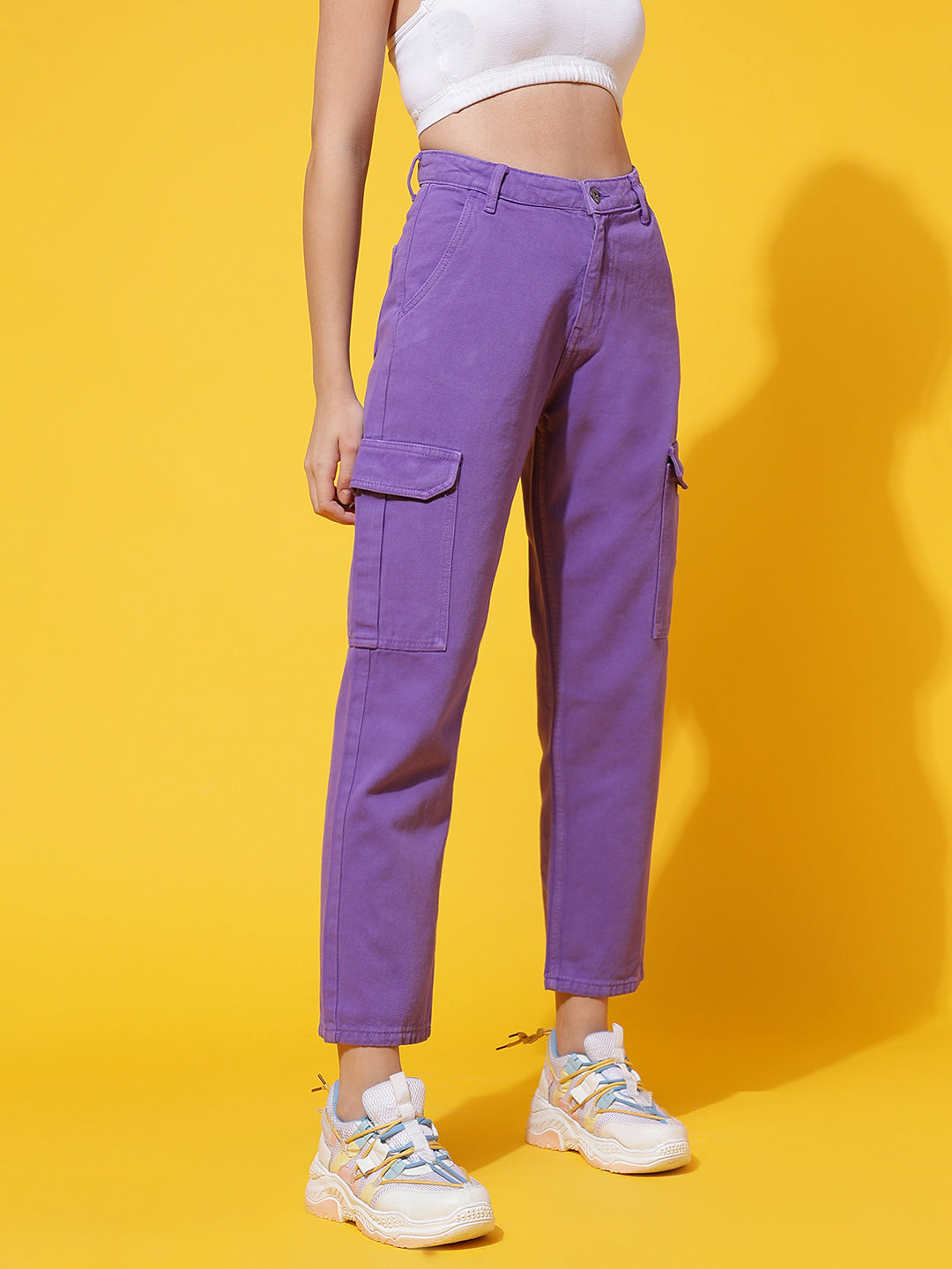 Purple Denim Straight Fit Jeans