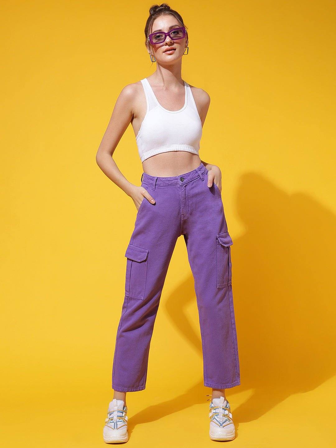 Purple Denim Straight Fit Jeans