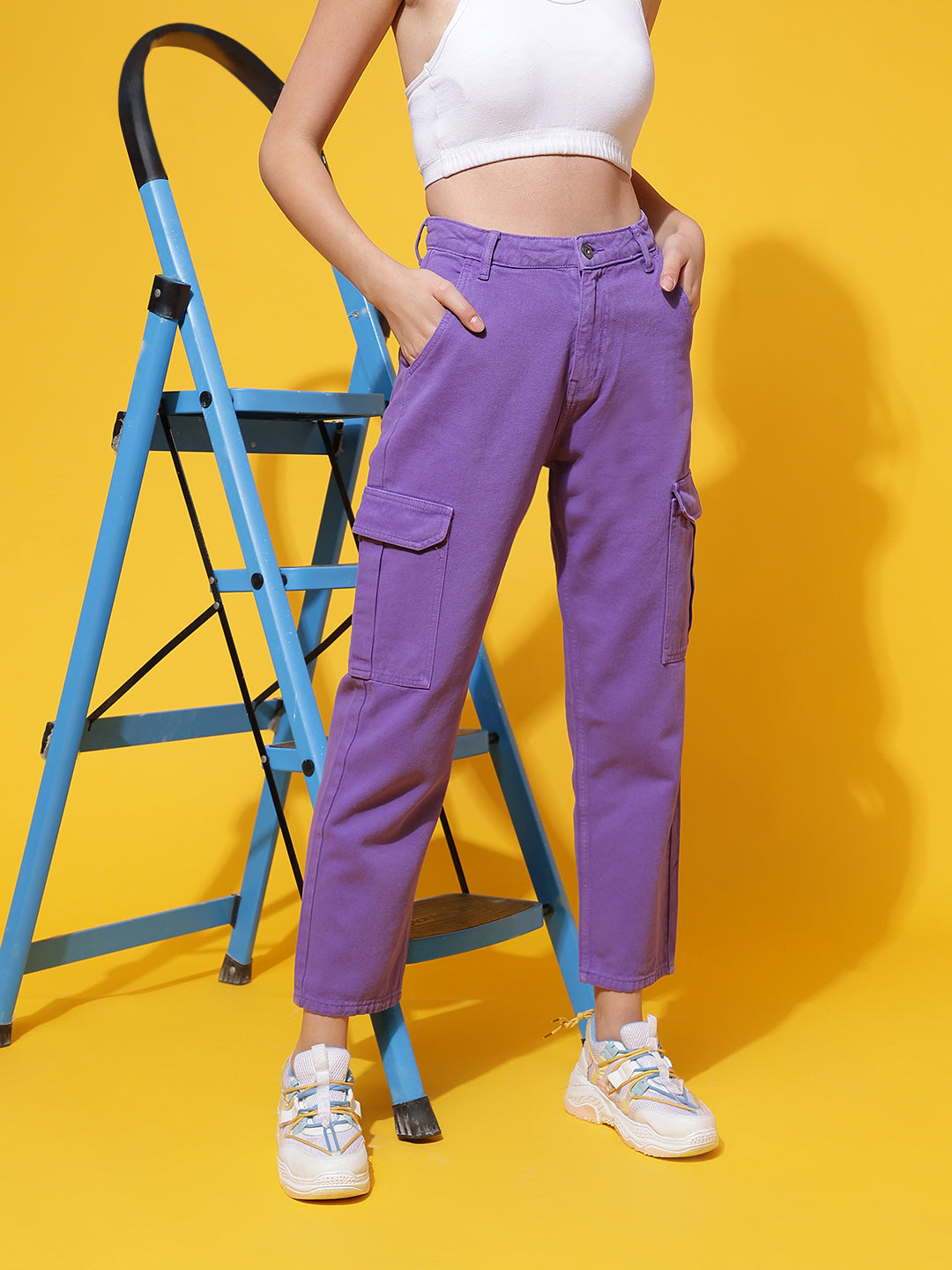 Purple Denim Straight Fit Jeans