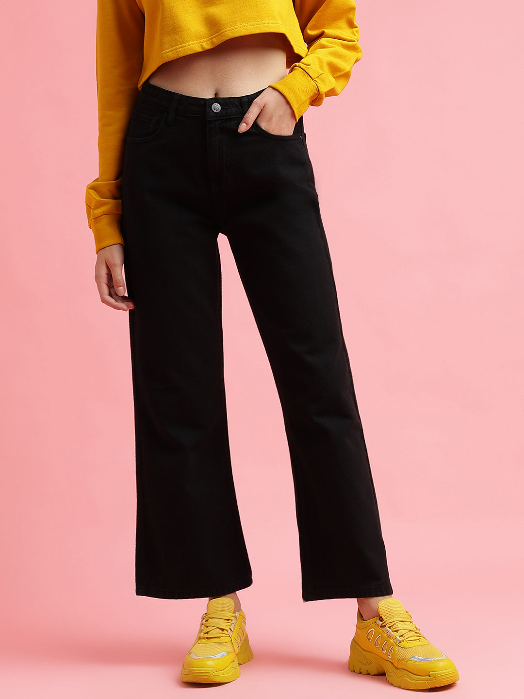 Black Denim Flared Fit Jeans