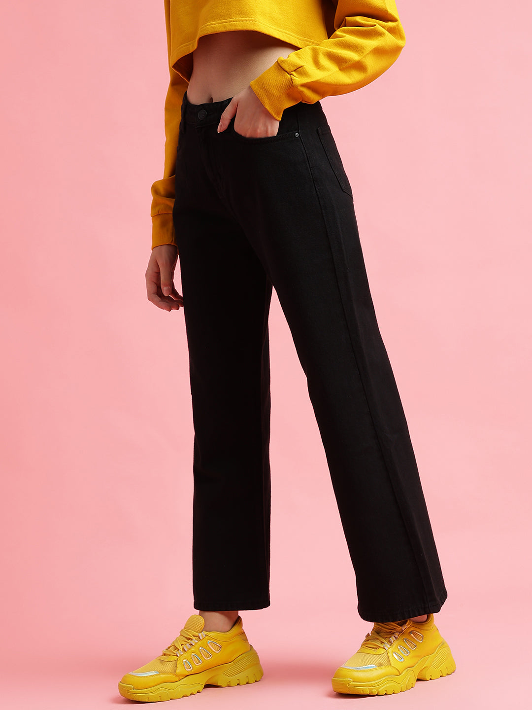Black Denim Flared Fit Jeans
