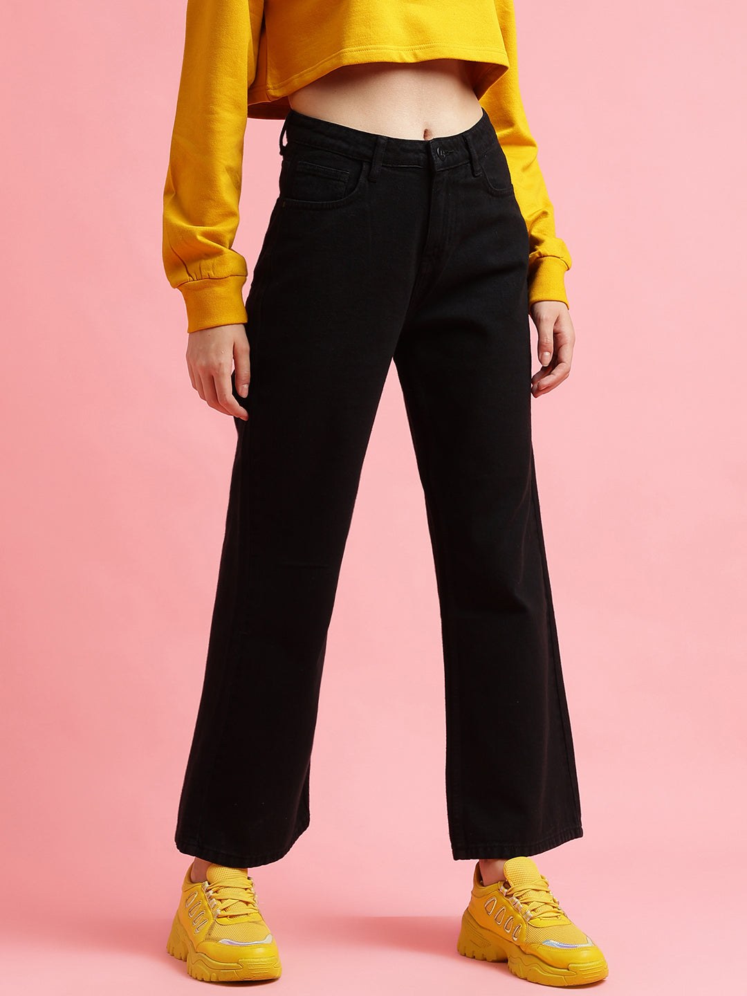 Black Denim Flared Fit Jeans