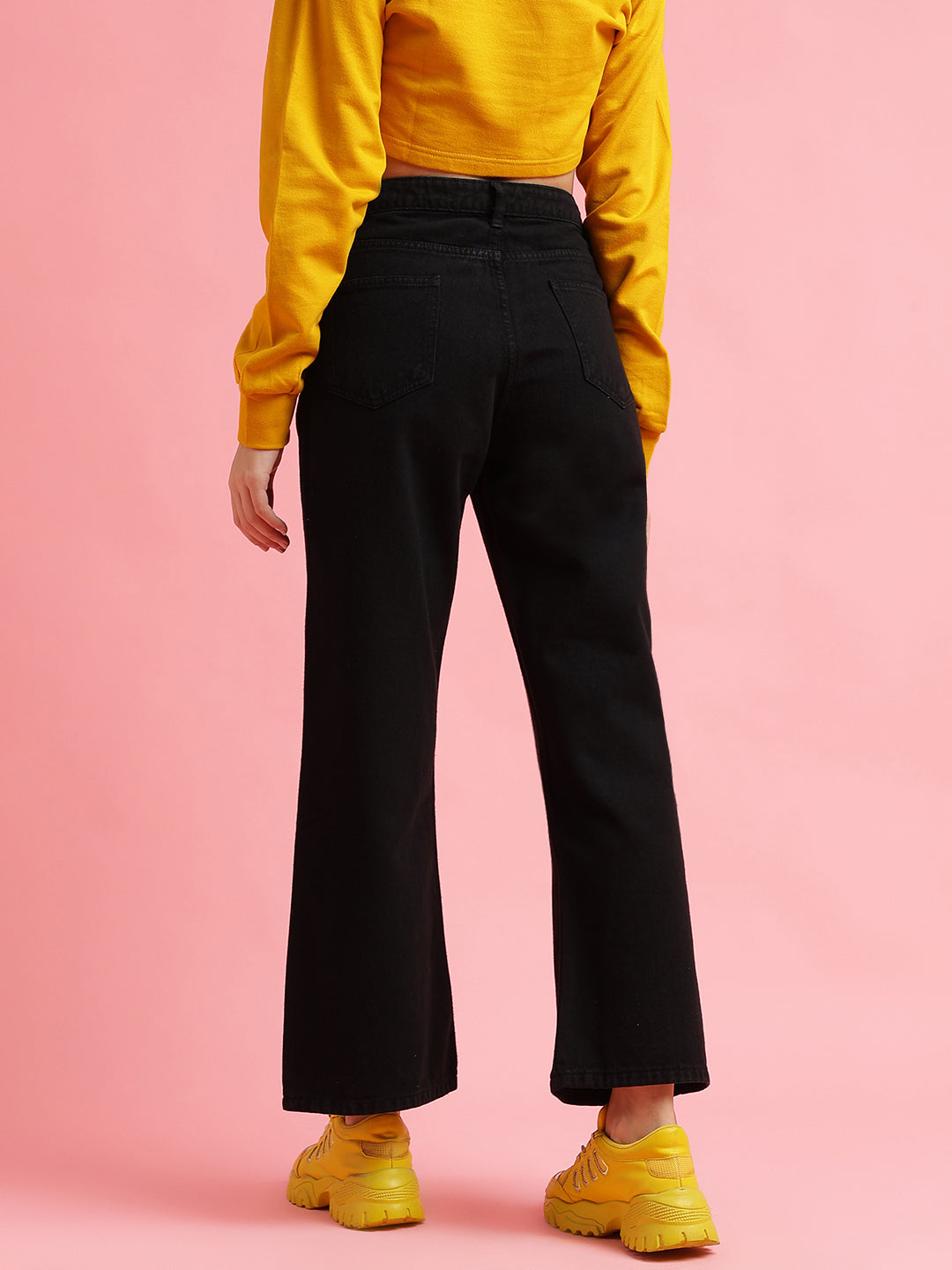 Black Denim Flared Fit Jeans