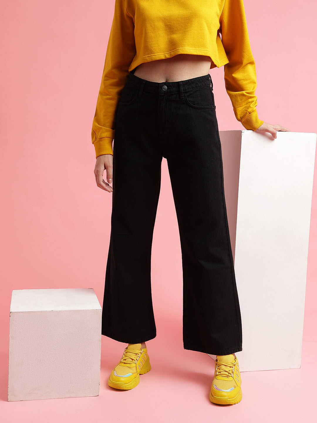 Black Denim Flared Fit Jeans