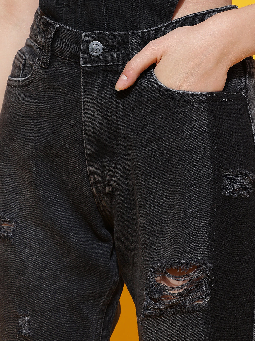 Dark Grey High Boyfriend Fit Jeans