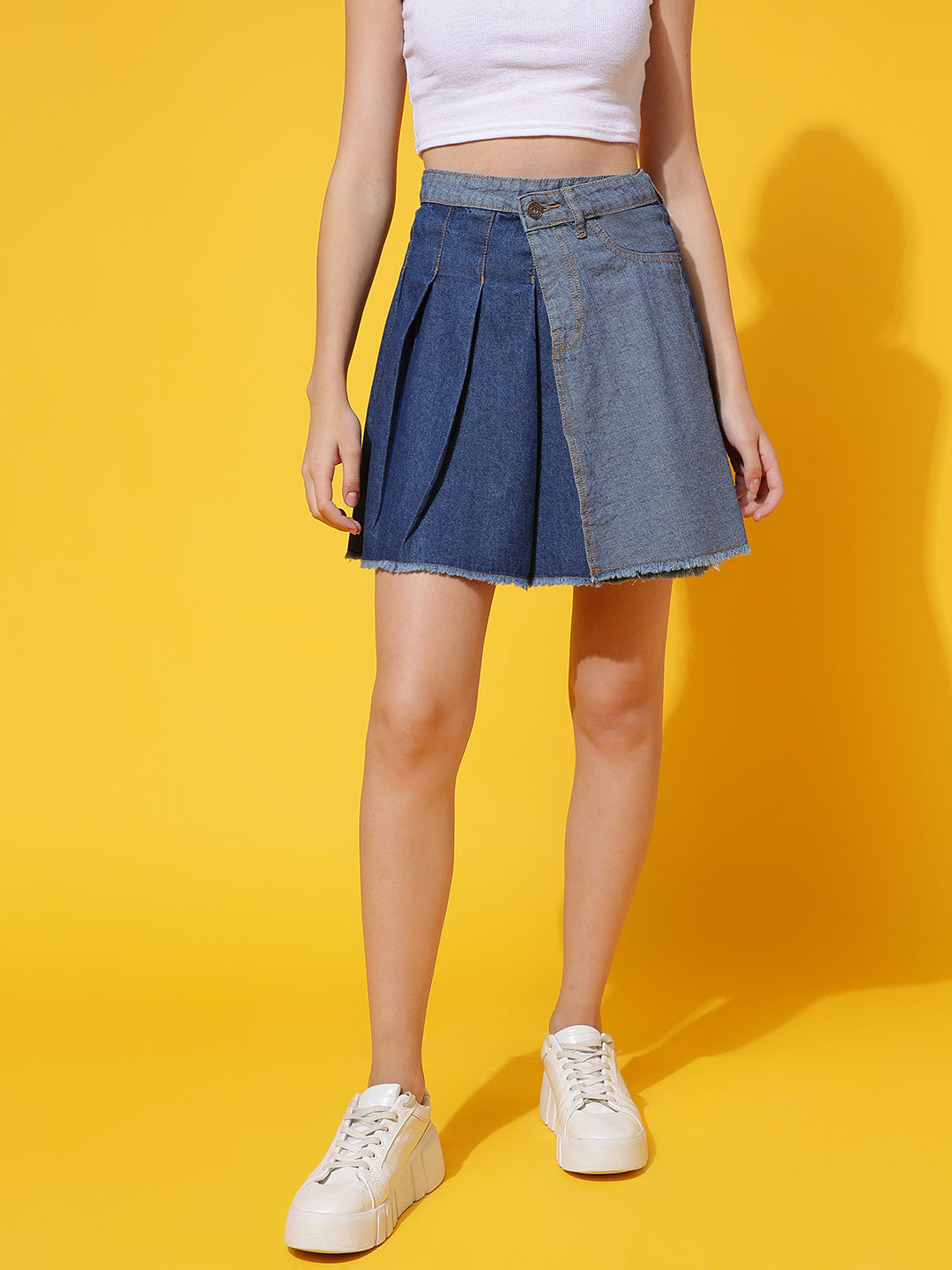 Scottish Panel Denim Skirt