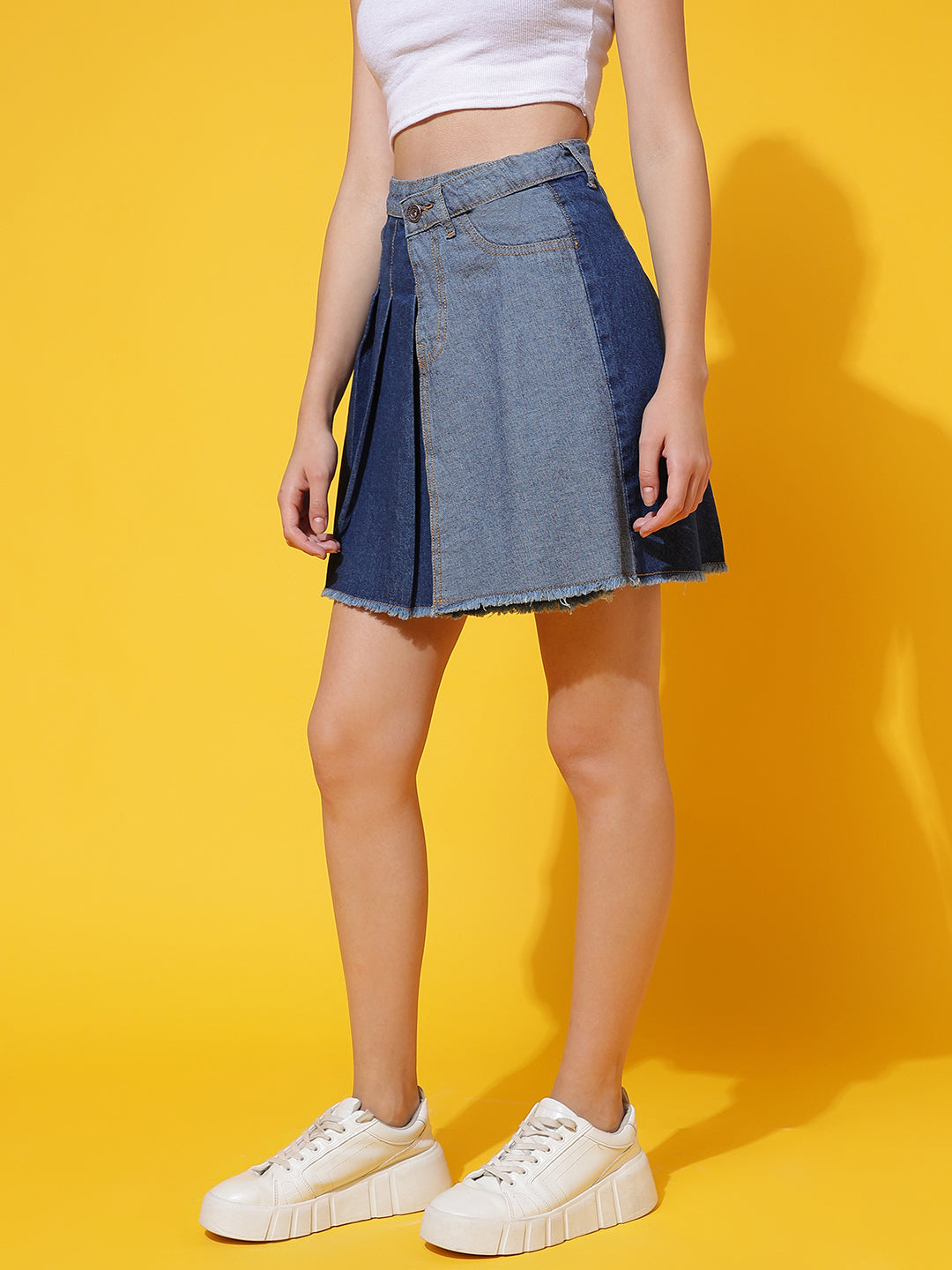 Scottish Panel Denim Skirt