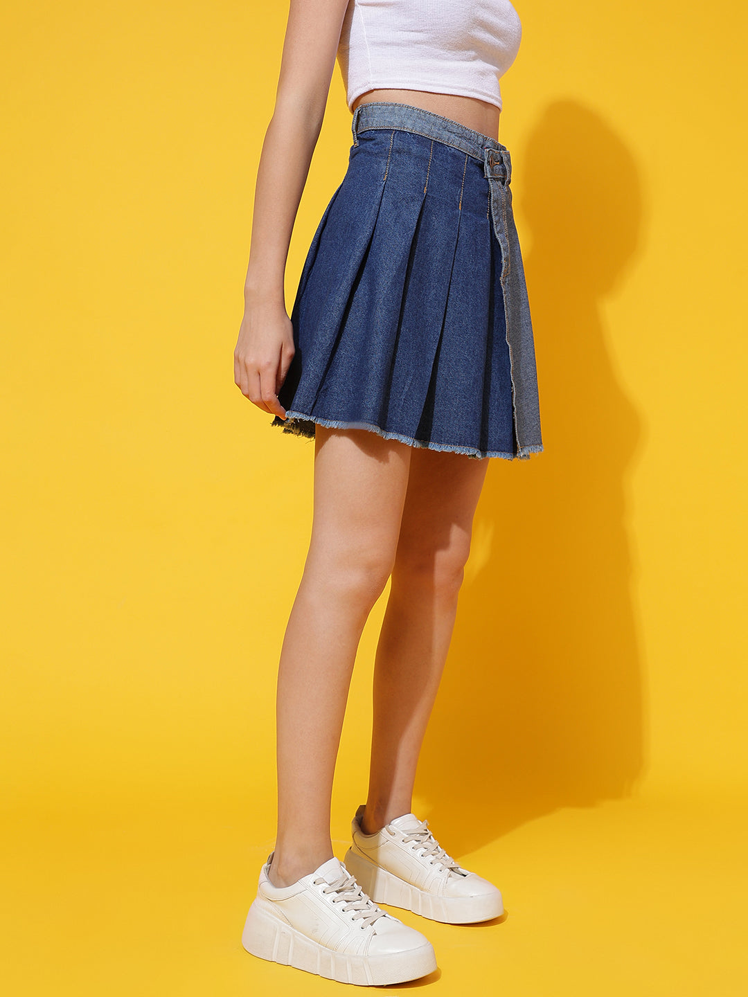 Scottish Panel Denim Skirt