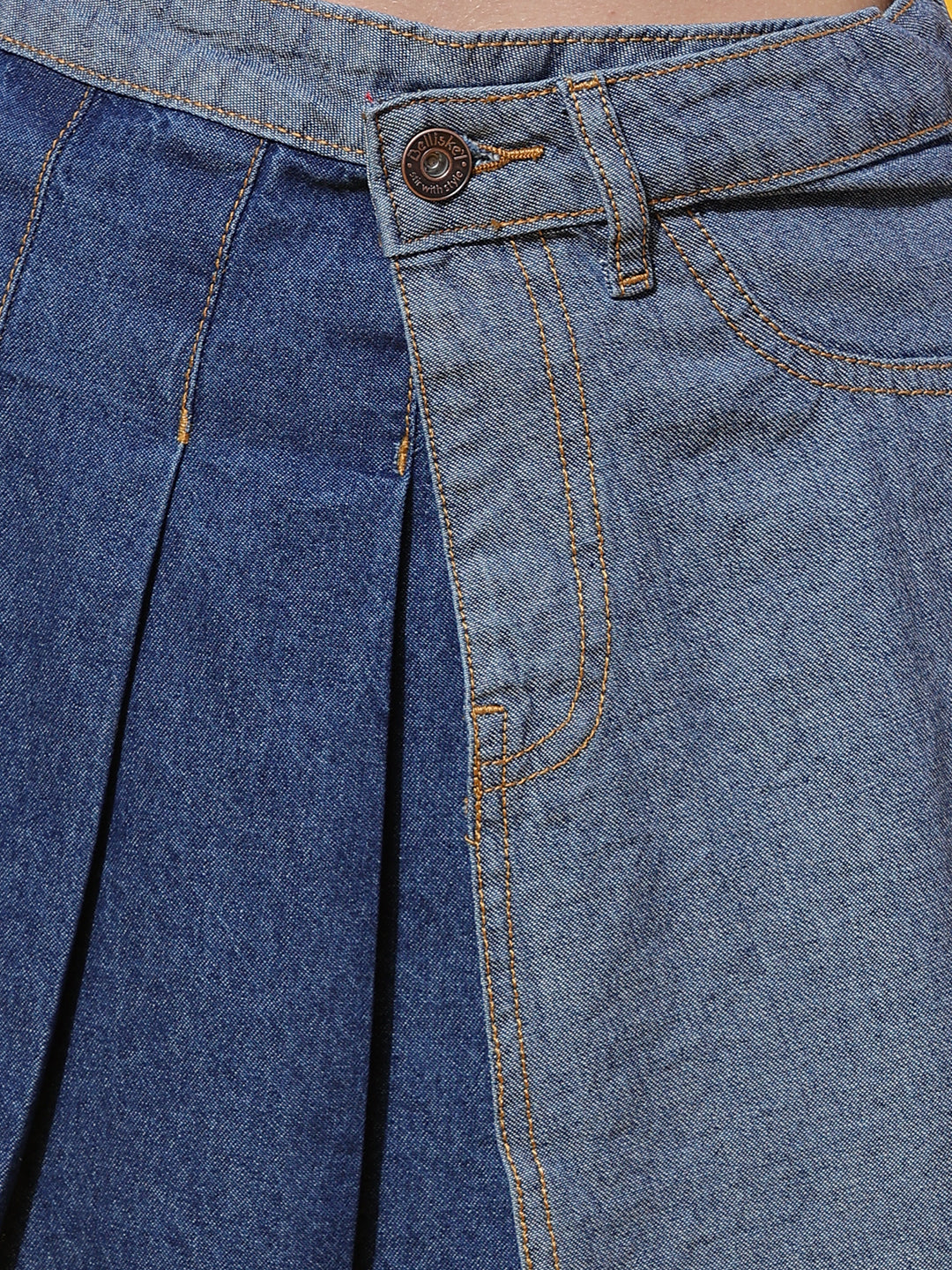 Scottish Panel Denim Skirt