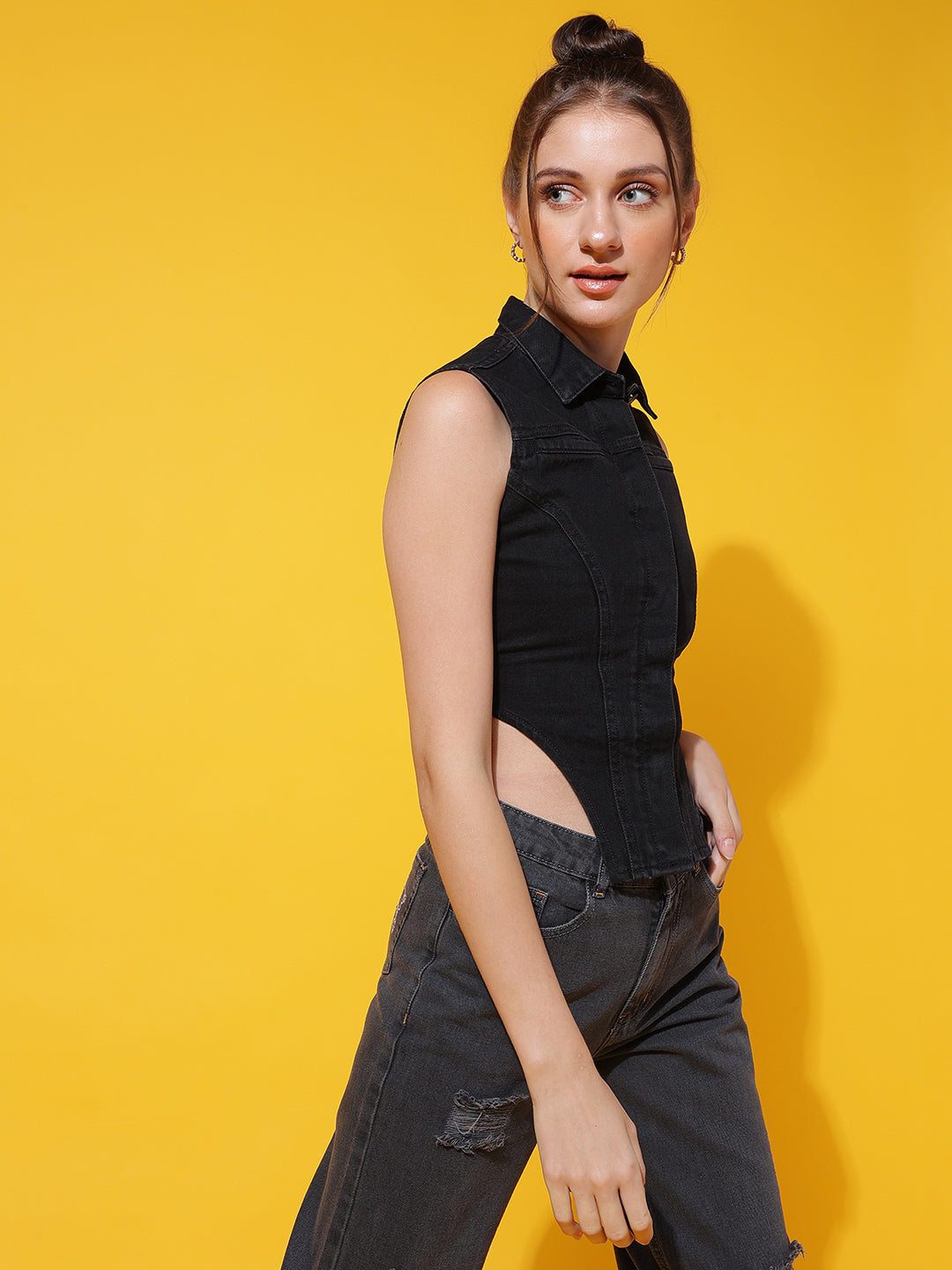 Black Collared Corset Top