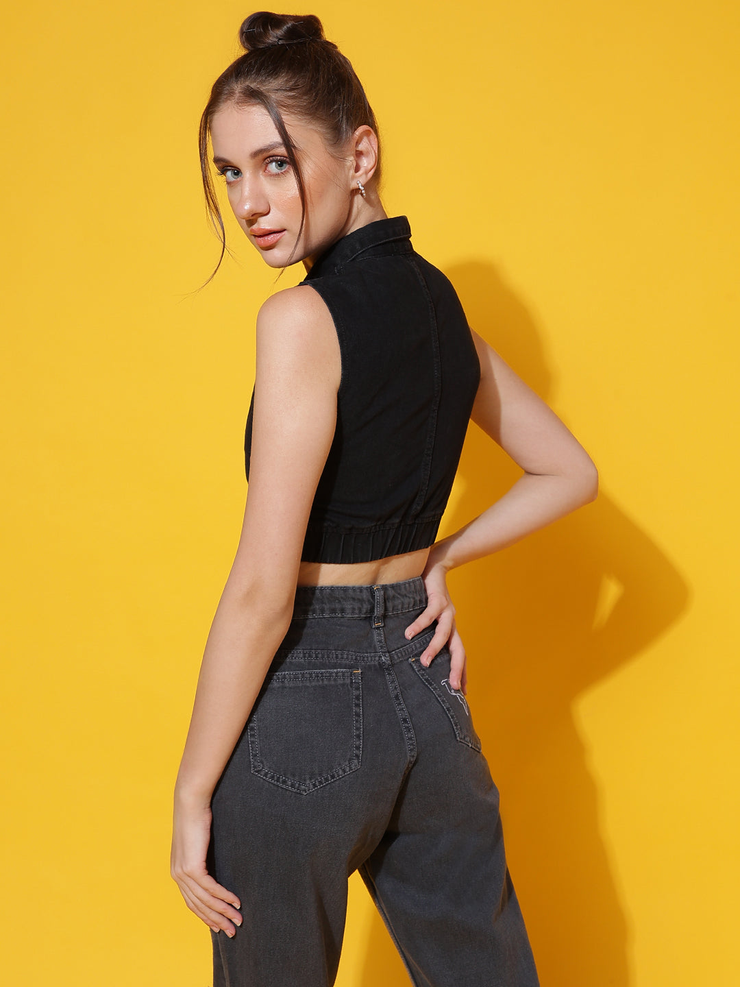 Black Collared Corset Top
