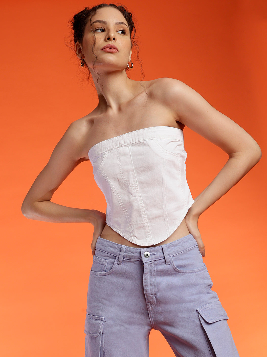 BELLISKEY Women's White Denim Top