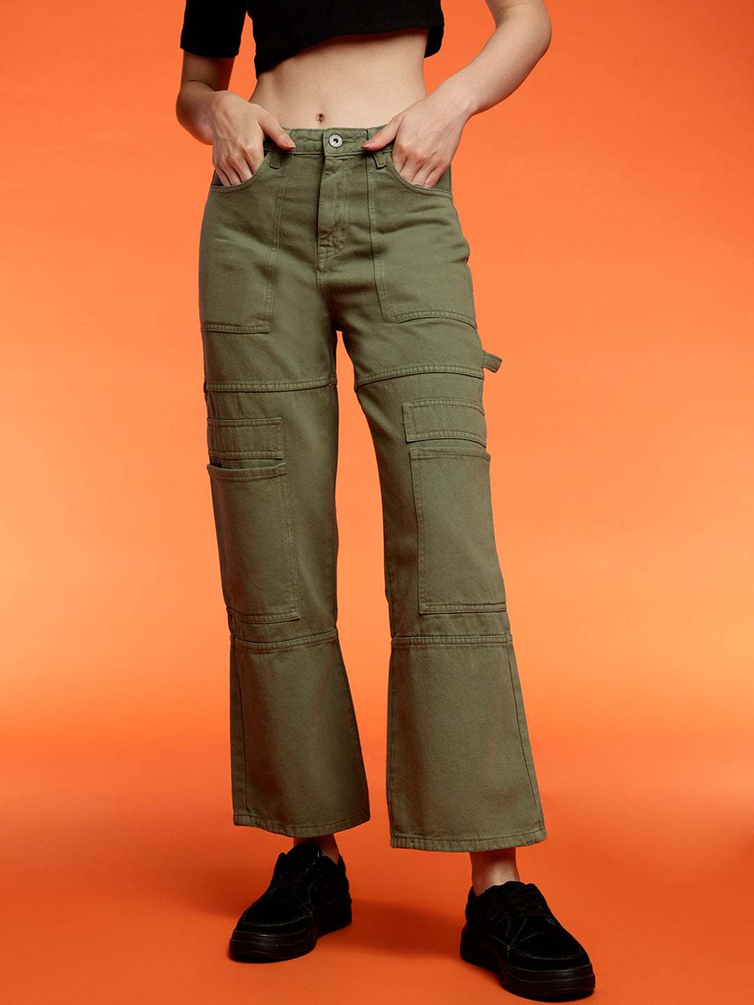 Women's Baggy cargo fit Green jeans