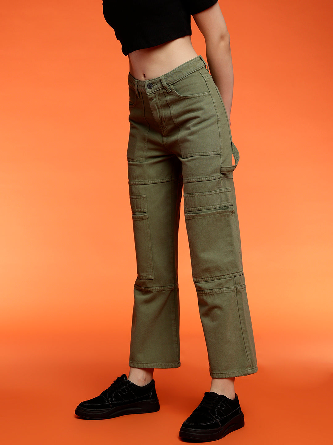 Women's Baggy cargo fit Green jeans