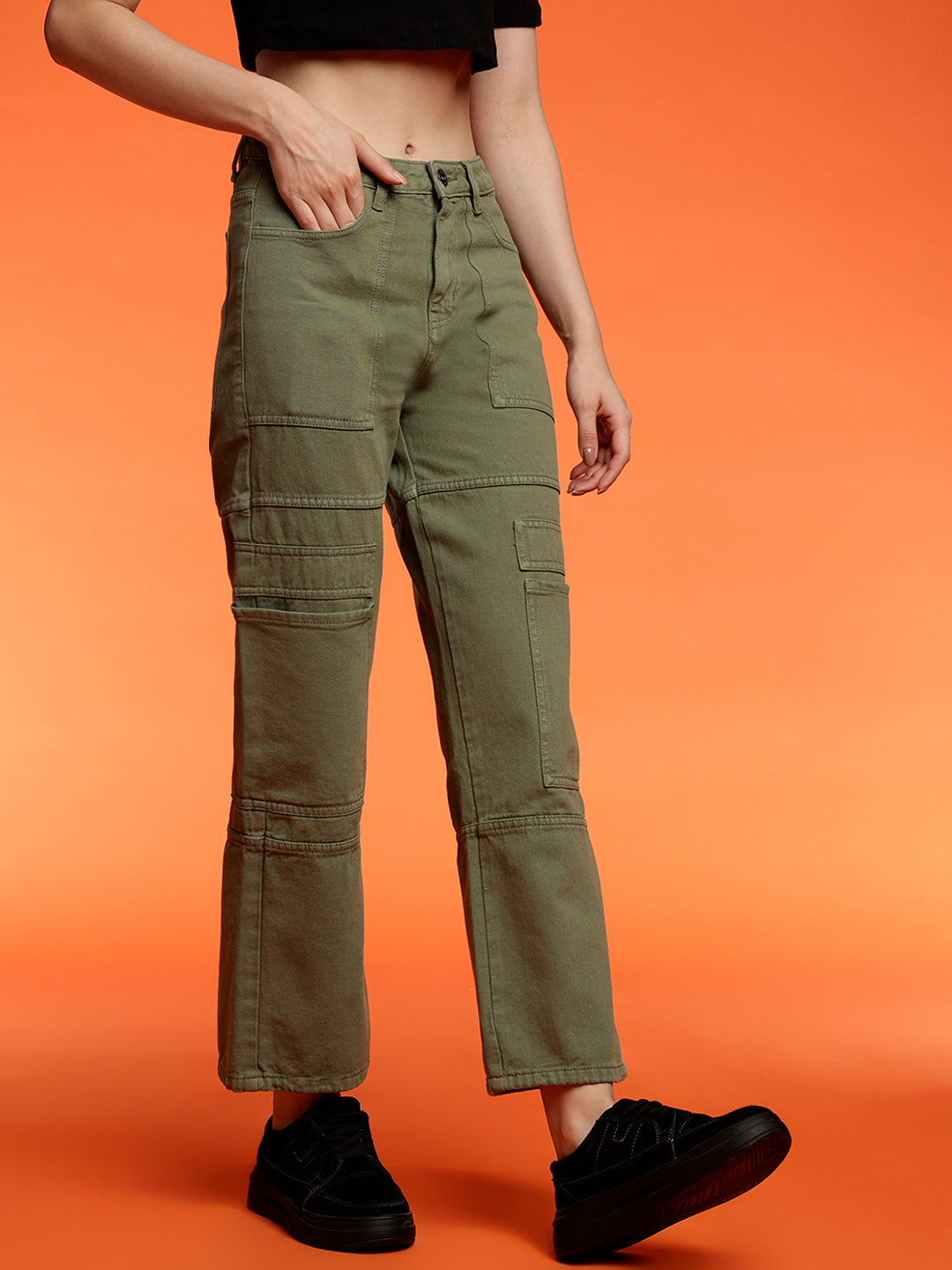 Women's Baggy cargo fit Green jeans