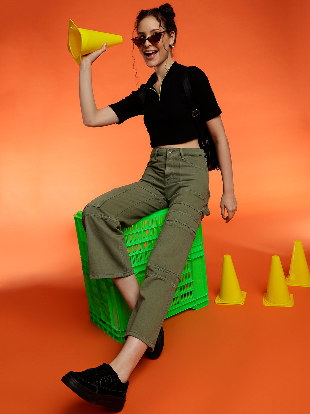 Green Baggy Cargo Fit Jeans