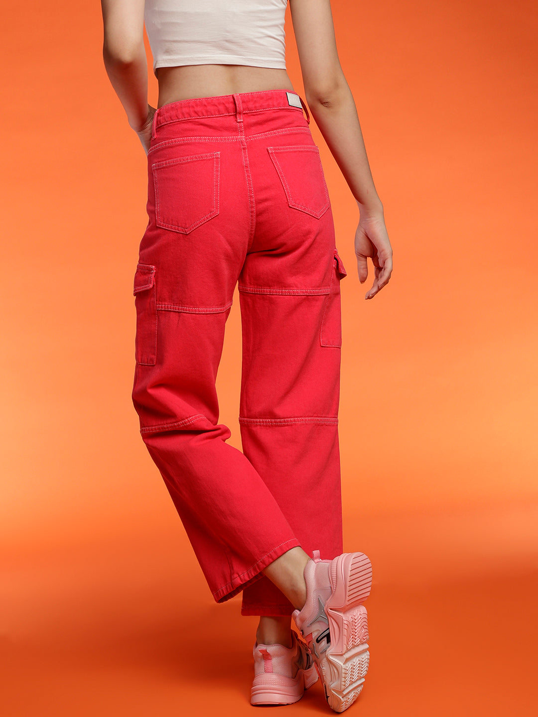Pink Wide Cargo Fit Jeans