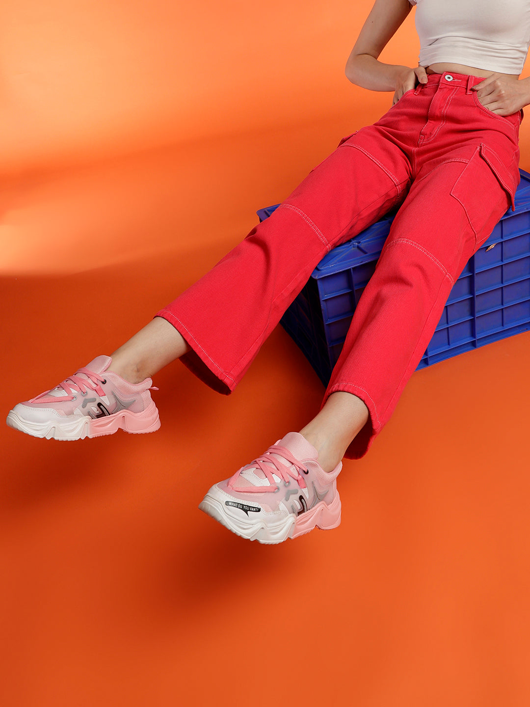 Pink Wide Cargo Fit Jeans