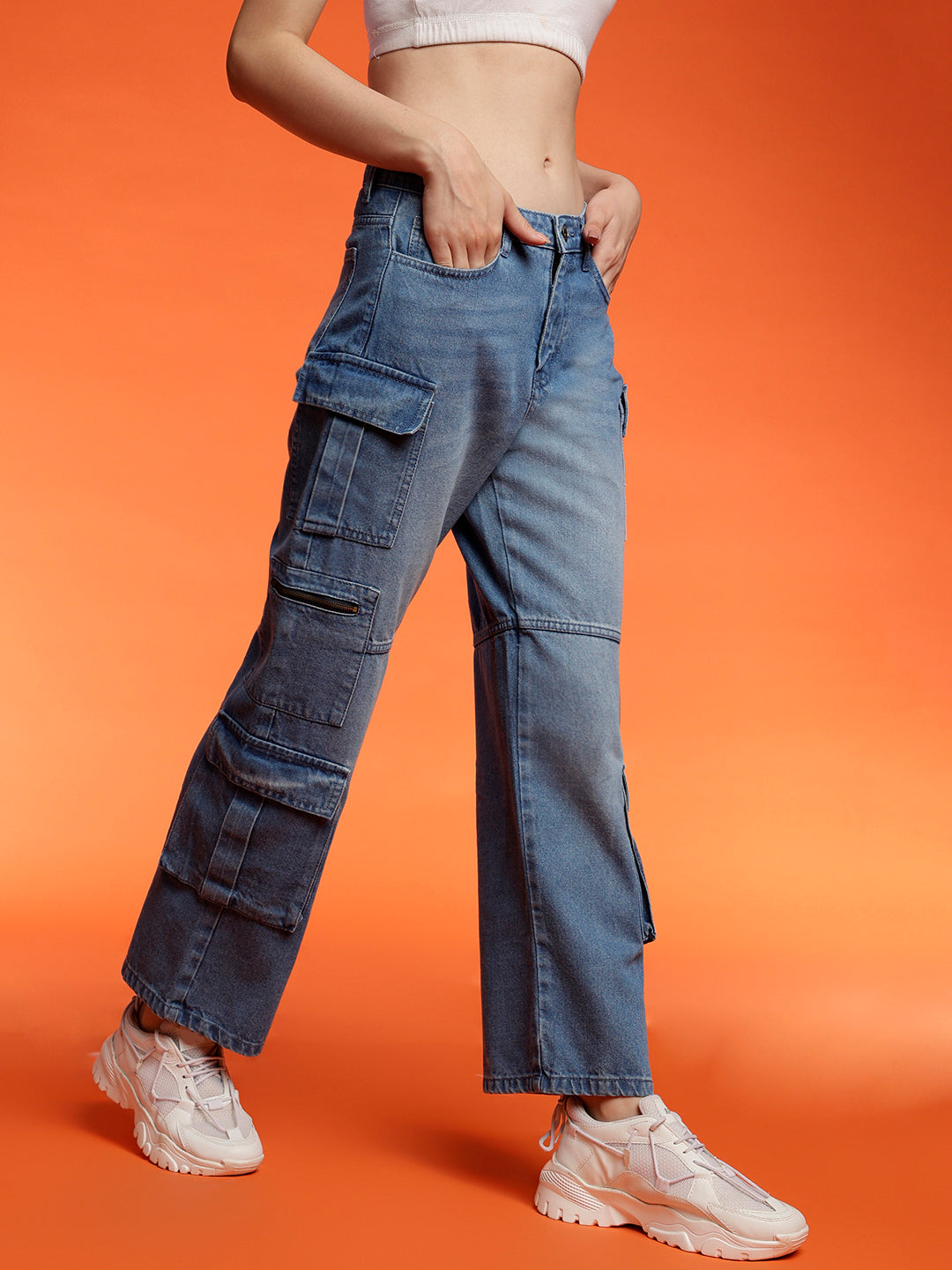 Women's Baggy cargo fit Green jeans