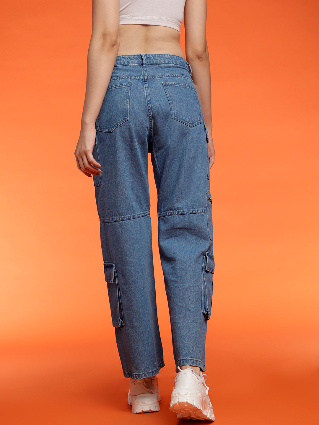 Blue Baggy Cargo Fit Denim Jeans
