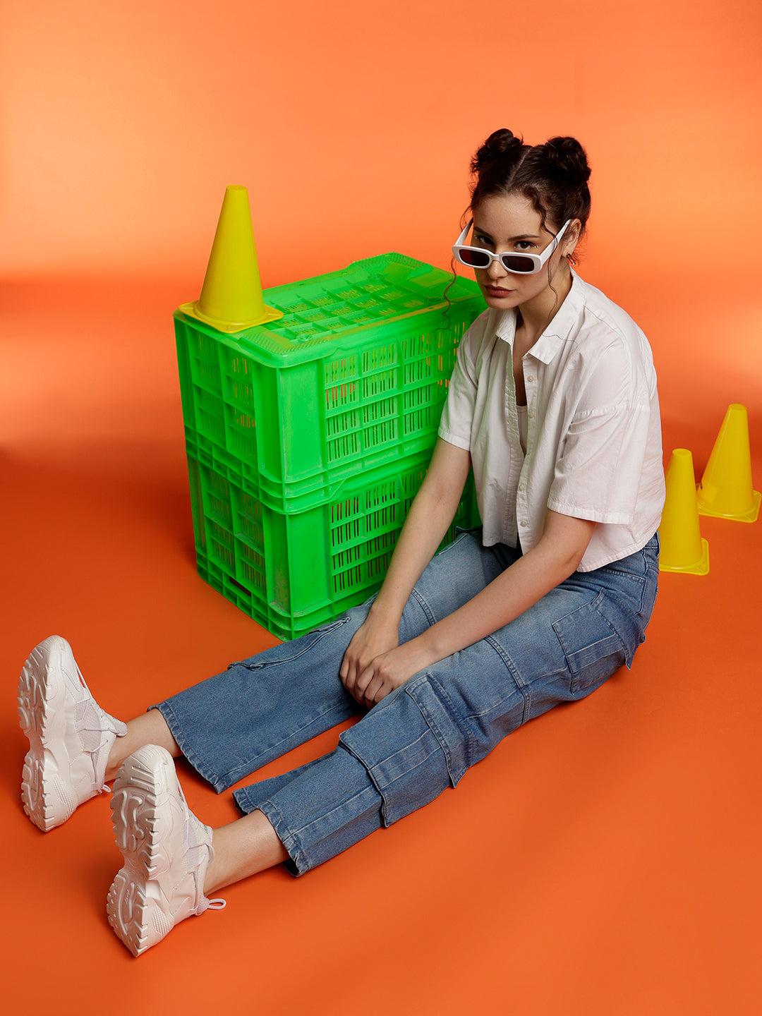 Blue Baggy Cargo Fit Denim Jeans