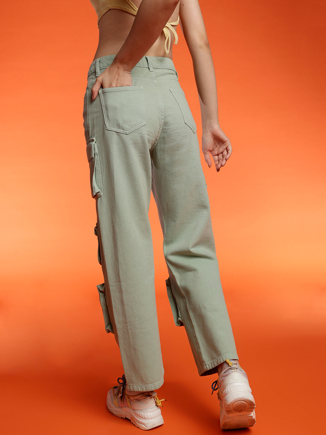 Baggy Cargo Fit Light Green Jeans